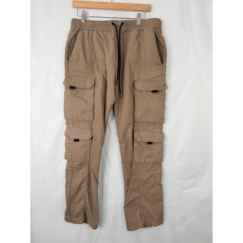 Pacsun Mens Medium Cargo‎ Performance Joggers Pants Beige Tan Cotton Nylon